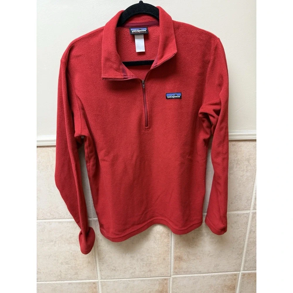 Patagonia Synchilla Mens Red 1/4 Zip Fleece Pullover Sweater Size S